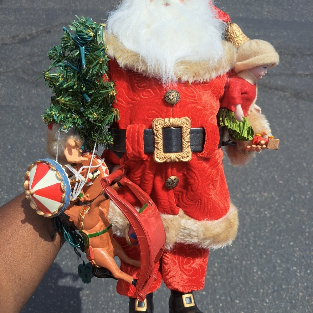 Festive Santa Claus Holiday Figurine in Red - Picture 2 of 16